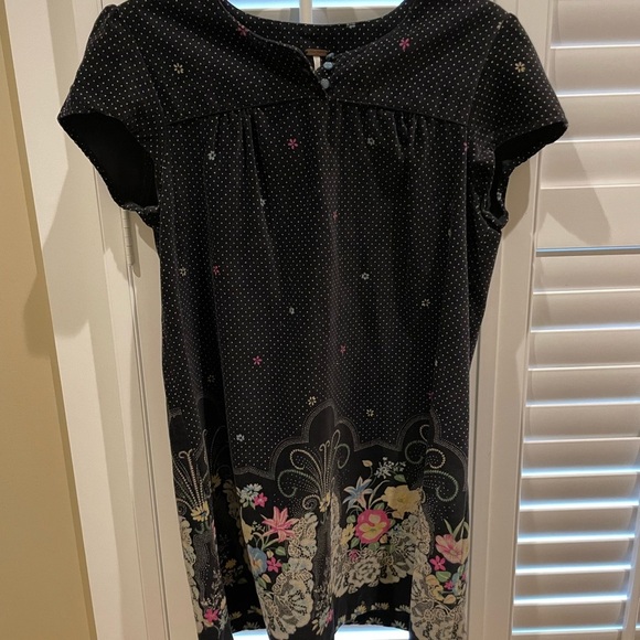 Free People A Line Dress Black Polka Dot Floral- Small - Picture 1 of 10